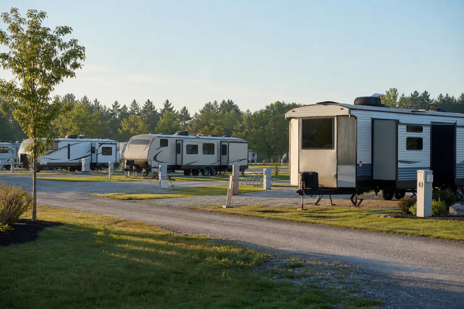 Monthly RV park pad with utilities for extended temporary stays