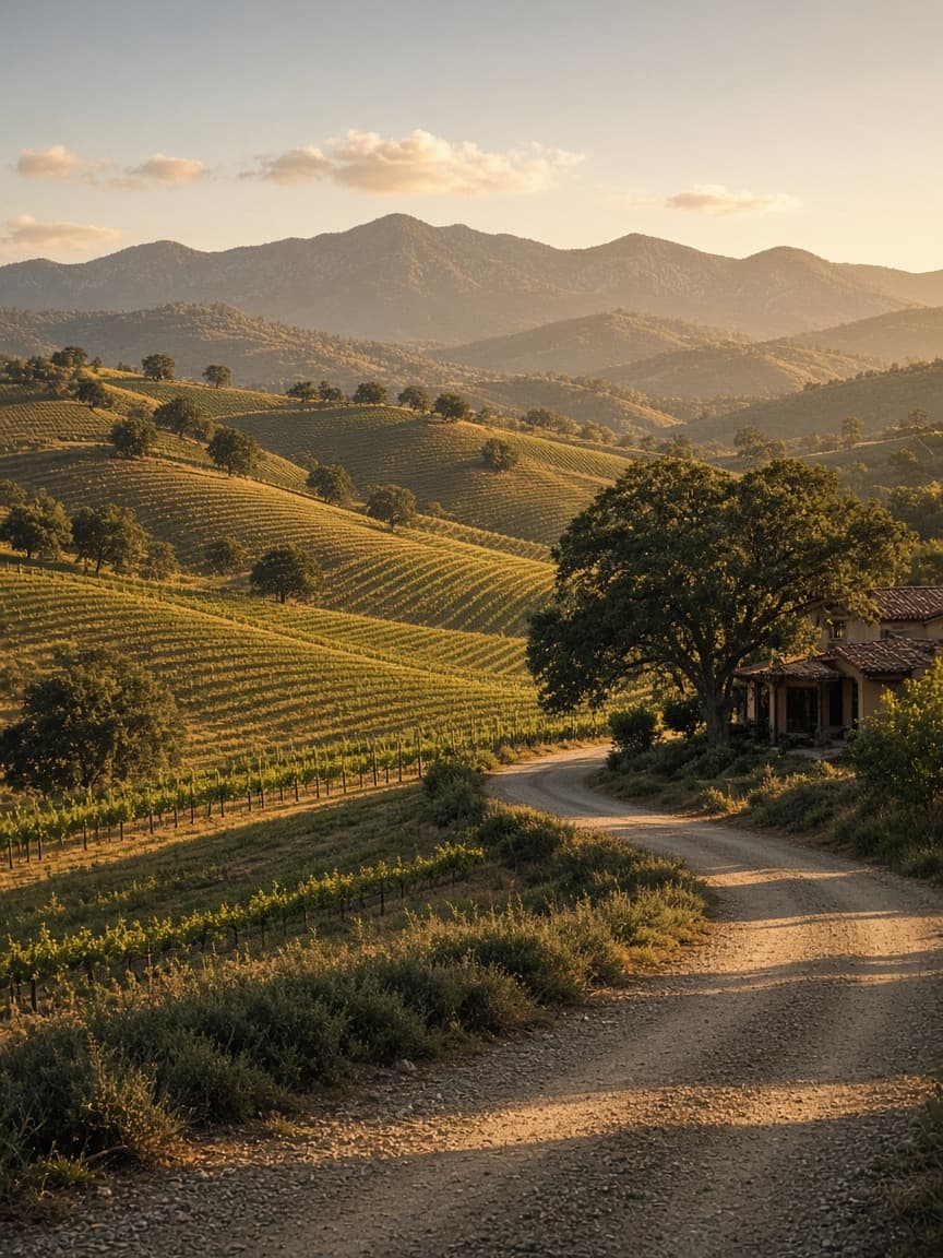 A residential driveway with a travel trailer in Napa County, California, no landmarks