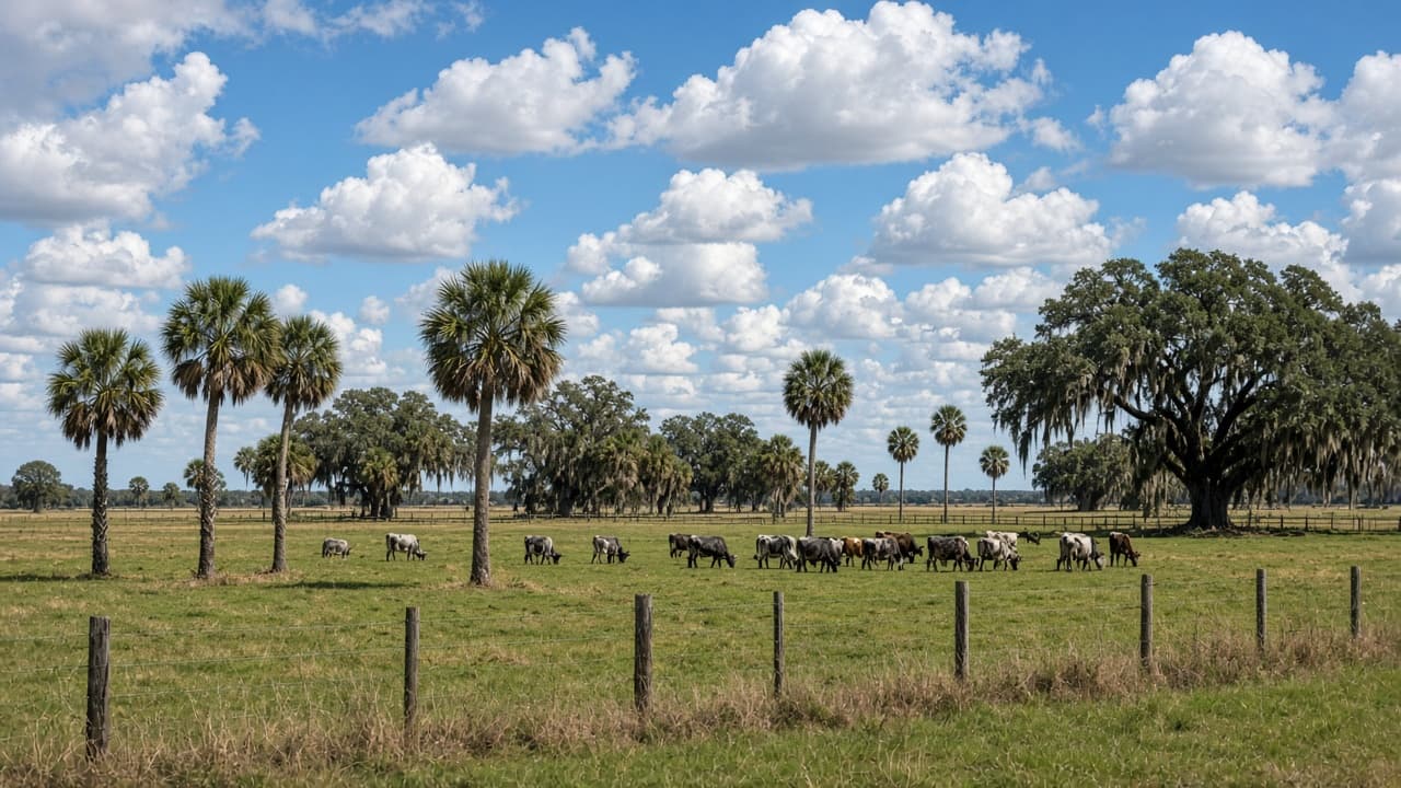 A residential driveway with a travel trailer in DeSoto County, Florida, no landmarks