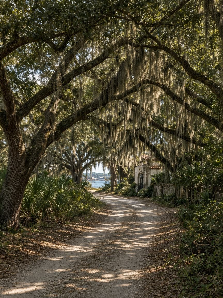 A residential driveway with a travel trailer in St. Johns County, Florida, no landmarks